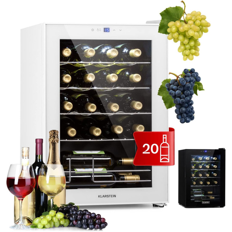 Klarstein Cave à Vin, Caves à Vin de Conservation de 53L, Porte en Verre, Cave à Vins à Zone Unique, Bar Int/Ext, Frigo Vin, Arm