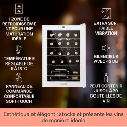 Klarstein Cave à Vin, Caves à Vin de Conservation de 53L, Porte en Verre, Cave à Vins à Zone Unique, Bar Int/Ext, Frigo Vin, Arm
