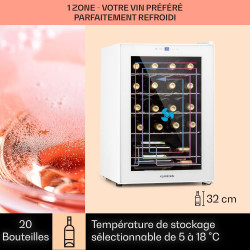 Klarstein Cave à Vin, Caves à Vin de Conservation de 53L, Porte en Verre, Cave à Vins à Zone Unique, Bar Int/Ext, Frigo Vin, Arm