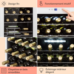 Klarstein Cave à Vin, Caves à Vin de Conservation de 53L, Porte en Verre, Cave à Vins à Zone Unique, Bar Int/Ext, Frigo Vin, Arm