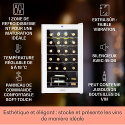 Klarstein Shiraz Cave a Vin, Réfrigérateur à Vin à une Zone, Cave à Vin de Vieillissement, Prosecco et Bière, Ecran Tactile, Réf