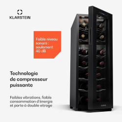 Klarstein Cave à Vin de Conservation avec Porte en Verre, Cave à Vins à Double Zone, Bar Int/Ext, Frigo Vin, Armoire à Vin, Cave