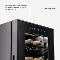 Klarstein Cave à Vin de Conservation avec Porte en Verre, Cave à Vins à Double Zone, Bar Int/Ext, Frigo Vin, Armoire à Vin, Cave