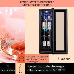 Klarstein Cave a Vin sur Pieds, Caves à Vin de 32L avec une Porte en Verre, Cave a Vins à Zone Unique, Bar Intérieur/Extérieur, 