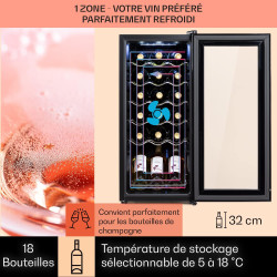 Klarstein Cave sur Pieds, Caves à Vin de 50L avec Porte en Verre, Bar Intérieur/Extérieur, Frigo pour Vieillissement des Vins, P