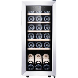 Kalamera Cave a vin, 18 bouteilles Cave à vin vieillissement, Écran tactile, Étagère en bois amovibles, Porte vitrée avec cadre 