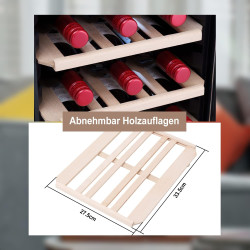 Kalamera Cave a vin, 18 bouteilles Cave à vin vieillissement, Écran tactile, Étagère en bois amovibles, Porte vitrée avec cadre 