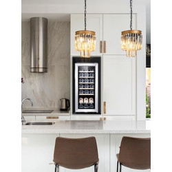 Kalamera Cave a vin, 18 bouteilles Cave à vin vieillissement, Écran tactile, Étagère en bois amovibles, Porte vitrée avec cadre 
