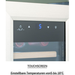 Kalamera KRC-35FCSS Réfrigérateur à vin 12 bouteilles 35 litres Petite armoire climatique avec compresseur 5-18°C