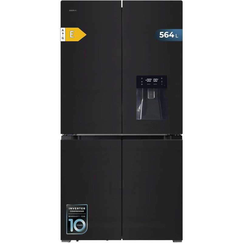 Cecotec Réfrigérateur Américain 4 Portes en Verre de 563 L Bolero CoolMarket 4D 564 Glass E. 183 cm Hauteur, 91 cm Largeur, Dist