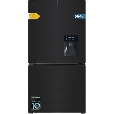 Cecotec Réfrigérateur Américain 4 Portes en Verre de 563 L Bolero CoolMarket 4D 564 Glass E. 183 cm Hauteur, 91 cm Largeur, Dist