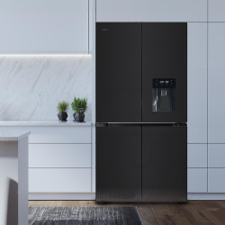 Cecotec Réfrigérateur Américain 4 Portes en Verre de 563 L Bolero CoolMarket 4D 564 Glass E. 183 cm Hauteur, 91 cm Largeur, Dist