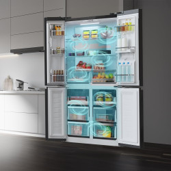 Cecotec Réfrigérateur Américain 4 Portes en Verre de 563 L Bolero CoolMarket 4D 564 Glass E. 183 cm Hauteur, 91 cm Largeur, Dist