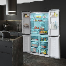 Cecotec American Refrigerator 4 Glass Doors 490 L Bolero CoolMarket 4D 490 Glass E. 183 cm High, 91 cm Wide, Low Power Consumpti