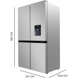 Cecotec American Refrigerator 4 Doors Stainless Steel 564 L Bolero CoolMarket 4D 564 Inox E. 183 cm High, 91 cm Wide, Water Disp