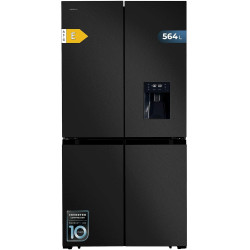 Cecotec Réfrigérateur Américain 4 Portes Dark de 564 L Bolero CoolMarket 4D 564 Dark E. 183 cm de Hauteur, 91 cm de Largeur, Dis