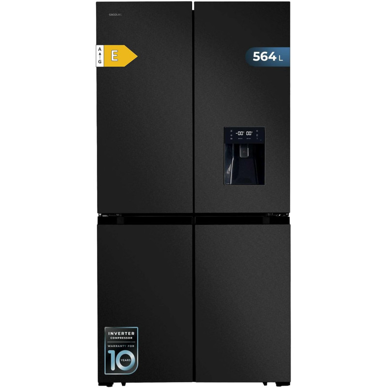 Cecotec Réfrigérateur Américain 4 Portes Dark de 564 L Bolero CoolMarket 4D 564 Dark E. 183 cm de Hauteur, 91 cm de Largeur, Dis