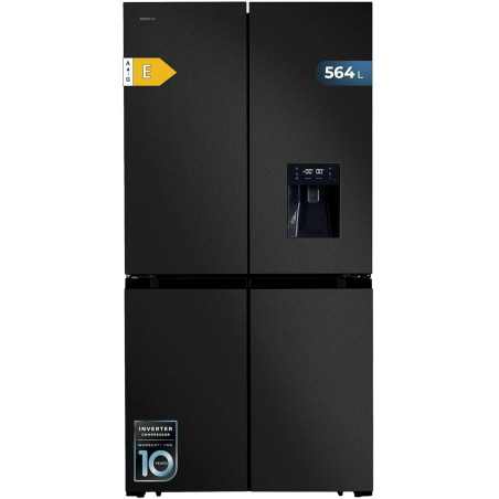 Cecotec Réfrigérateur Américain 4 Portes Dark de 564 L Bolero CoolMarket 4D 564 Dark E. 183 cm de Hauteur, 91 cm de Largeur, Dis