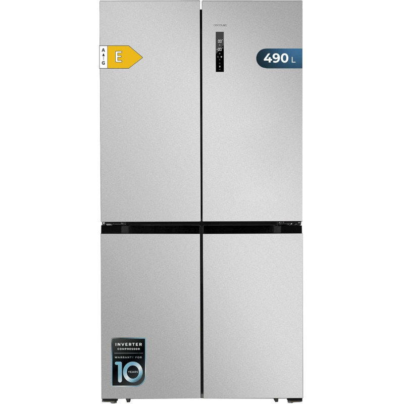 Cecotec American Refrigerator 4 Doors Stainless Steel 490 L CoolMarket 4D 490 Inox E. 183 cm High, 91 cm Wide, Low Power, Invert