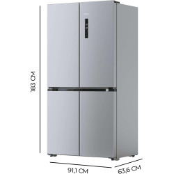 Cecotec American Refrigerator 4 Doors Stainless Steel 490 L CoolMarket 4D 490 Inox E. 183 cm High, 91 cm Wide, Low Power, Invert