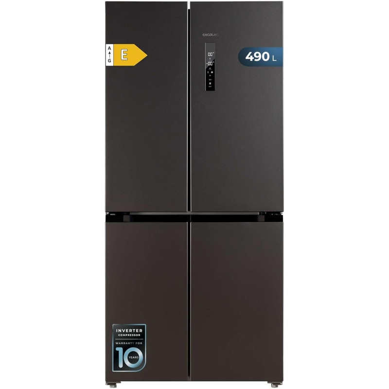 Cecotec American Refrigerator 4 Doors Dark 490 L CoolMarket 4D 490 Dark E. 183 cm High, 91 cm Wide, Low Power Consumption, Inver