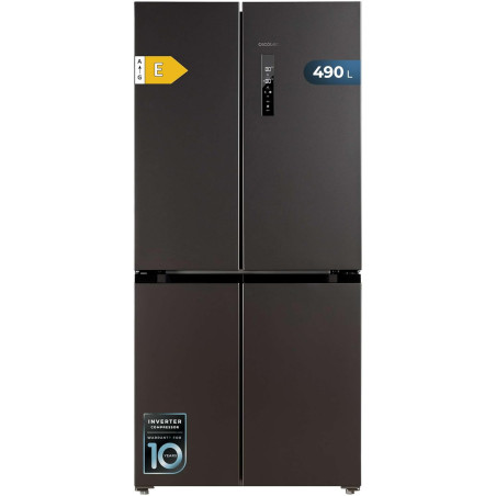 Cecotec American Refrigerator 4 Doors Dark 490 L CoolMarket 4D 490 Dark E. 183 cm High, 91 cm Wide, Low Power Consumption, Inver