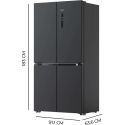 Cecotec American Refrigerator 4 Doors Dark 490 L CoolMarket 4D 490 Dark E. 183 cm High, 91 cm Wide, Low Power Consumption, Inver