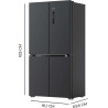 Cecotec American Refrigerator 4 Doors Dark 490 L CoolMarket 4D 490 Dark E. 183 cm High, 91 cm Wide, Low Power Consumption, Inver