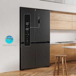 Cecotec American Refrigerator 4 Doors Dark 490 L CoolMarket 4D 490 Dark E. 183 cm High, 91 cm Wide, Low Power Consumption, Inver