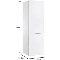 Candy CCT3L517EW Réfrigérateur combiné - Pose libre, Hauteur : 1,77 m, 260L, 2 portes réversibles, Low Frost, LED, 39 dB, Blanc,