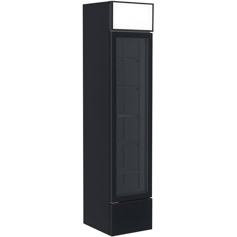 Générique Armoire à Boissons Extra Slim – 160 L – Refroidissement Positif Ventilé – 1 Porte Battante – Éclairage LED – 5 Étagère