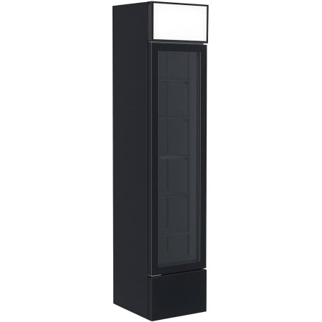 Générique Armoire à Boissons Extra Slim – 160 L – Refroidissement Positif Ventilé – 1 Porte Battante – Éclairage LED – 5 Étagère