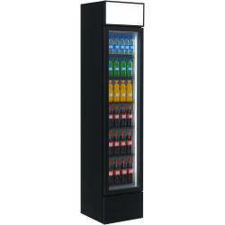 Générique Armoire à Boissons Extra Slim – 160 L – Refroidissement Positif Ventilé – 1 Porte Battante – Éclairage LED – 5 Étagère
