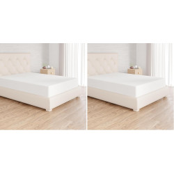 Amazon Basics Drap Housse, 160 x 200 x 30 cm, en Polyester Microfibre pour Matelas Épais jusqu'à 30 cm, Blanc (Lot de 2)