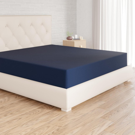 Amazon Basics Drap Housse, 180 x 200 x 30 cm, en Polyester Microfibre pour Matelas Épais jusqu'à 30 cm, Bleu Marine