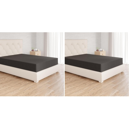 Amazon Basics Drap Housse, 140 x 200 x 30 cm, en Polyester Microfibre pour Matelas Épais jusqu'à 30 cm, Noir (Lot de 2)