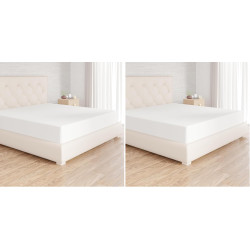 Amazon Basics Drap Housse, 180 x 200 x 30 cm, en Polyester Microfibre pour Matelas Épais jusqu'à 30 cm, Blanc (Lot de 2)
