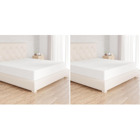 Amazon Basics Drap Housse, 180 x 200 x 30 cm, en Polyester Microfibre pour Matelas Épais jusqu'à 30 cm, Blanc (Lot de 2)