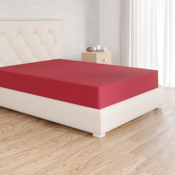 Amazon Basics Drap Housse, 140 x 200 x 30 cm, en Polyester Microfibre pour Matelas Épais jusqu'à 30 cm, Bordeaux