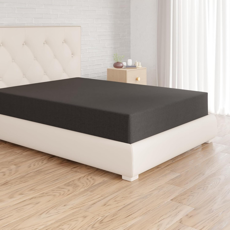 Amazon Basics Drap Housse, 90 x 190 x 30 cm, en Polyester Microfibre pour Matelas Épais jusqu'à 30 cm, Noir
