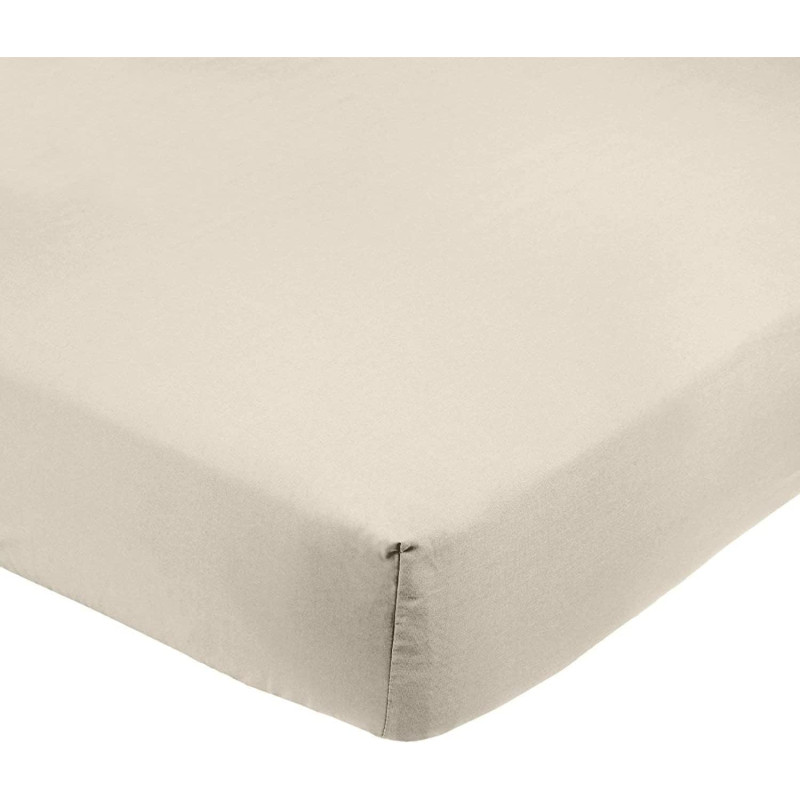 Amazon basics drap housse, 135 x 190 x 30 cm, en polyester microfibre pour matelas épais jusqu'à 30 cm, beige