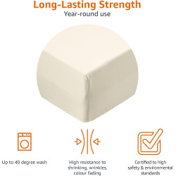 Amazon basics drap housse, 135 x 190 x 30 cm, en polyester microfibre pour matelas épais jusqu'à 30 cm, beige