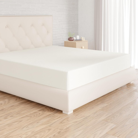 Amazon basics drap housse, 200 x 200 x 30 cm, en polyester microfibre pour matelas épais jusqu'à 30 cm, beige