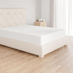 Amazon Basics Drap Housse, 135 x 190 x 30 cm, en Polyester Microfibre pour Matelas Épais jusqu'à 30 cm, Blanc