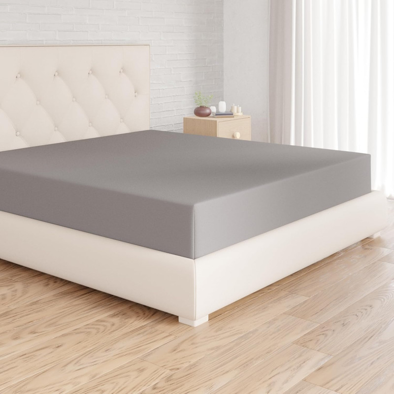 Amazon Basics Drap Housse, 90 x 200 x 30 cm, en Polyester Microfibre pour Matelas Épais jusqu'à 30 cm, Gris Foncé