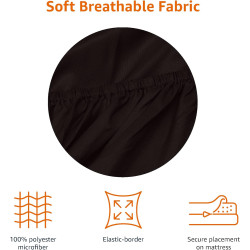 Amazon Basics Drap Housse, 180 x 200 x 30 cm, en Polyester Microfibre pour Matelas Épais jusqu'à 30 cm, Noir