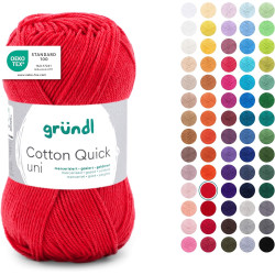 Gründl Laine Cotton Quick uni - laine fine pour crocheter - fil à tricoter – fil à crocheter – brillant et doux pour la peau – 1