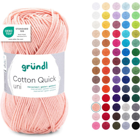 Gründl Laine Cotton Quick uni - laine fine pour crocheter - fil à tricoter – fil à crocheter – brillant et doux pour la peau – 1