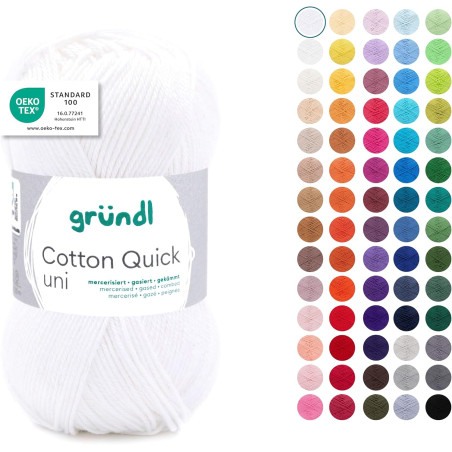 Gründl Laine Cotton Quick uni - laine fine pour crocheter - fil à tricoter – fil à crocheter – brillant et doux pour la peau – 1