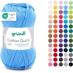 Gründl Laine Cotton Quick uni - laine fine pour crocheter - fil à tricoter – fil à crocheter – brillant et doux pour la peau – 1